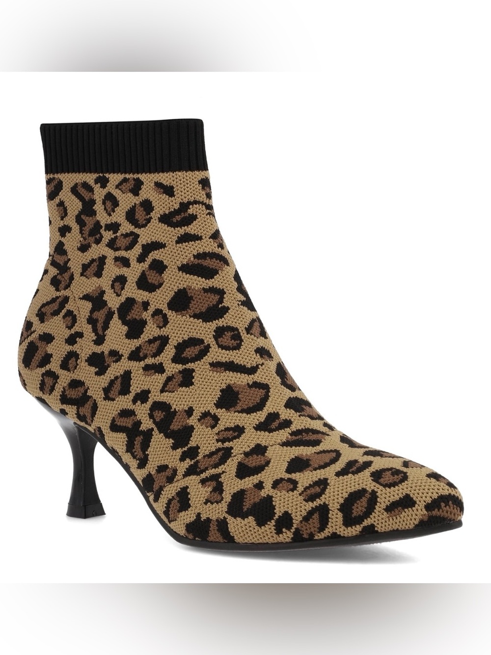 MIA Leopard Print Knit Sock Booties 8M 2.5" Kitten Heel Ankle Boots NWT